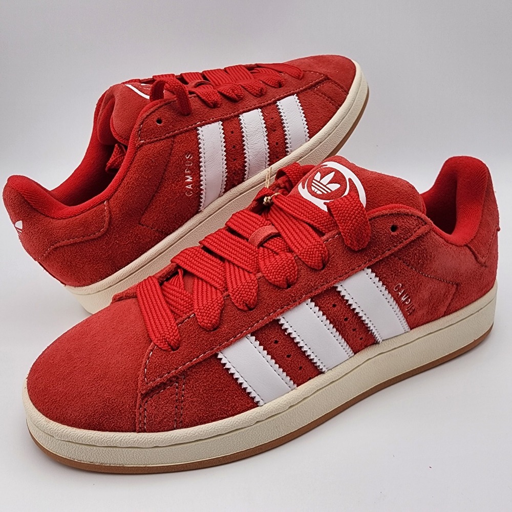 Adidas Campus 00s Shoes Mens 10 Red White Suede H03474 Low Top Sneakers NWB